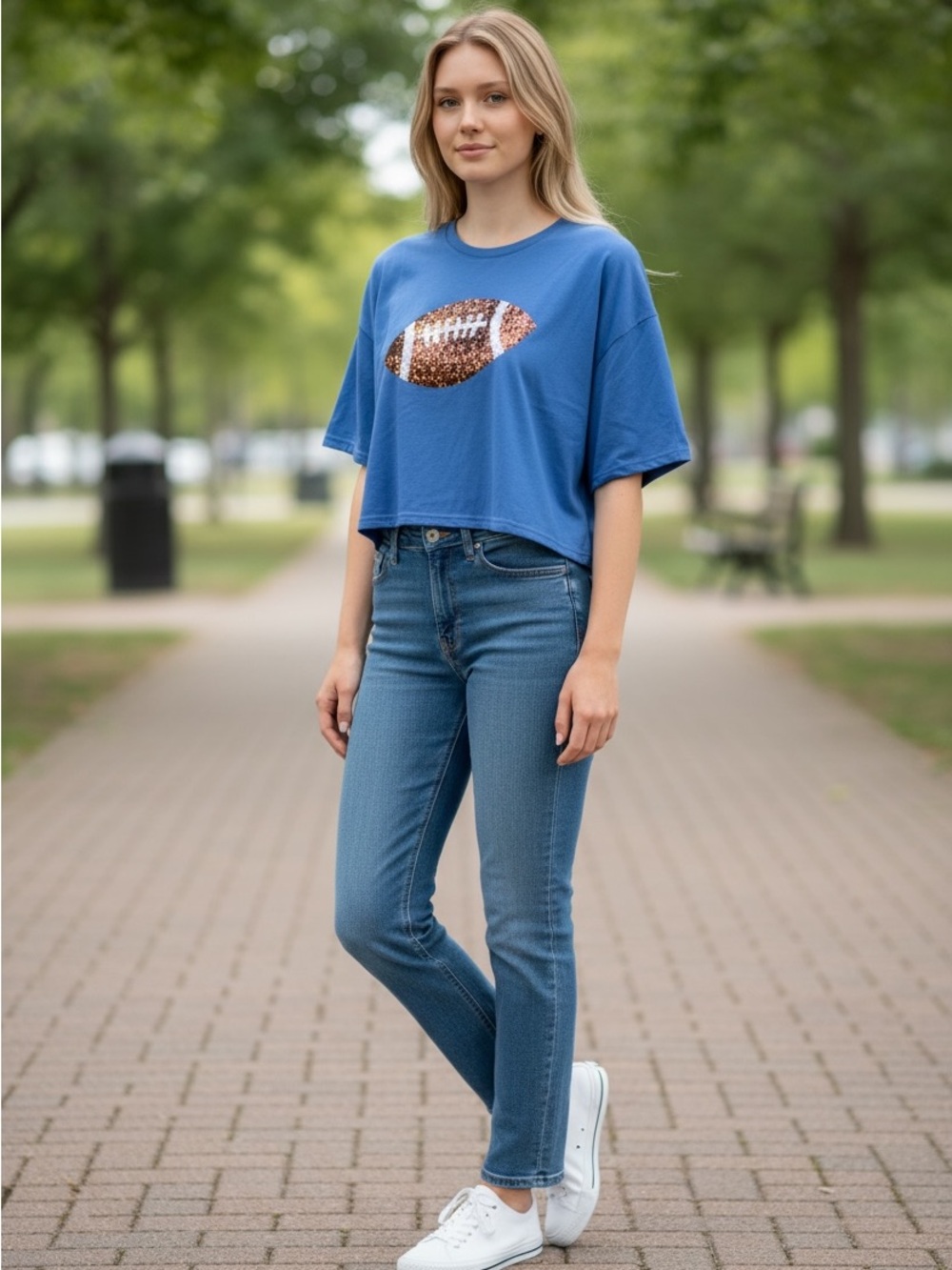 Pink Lily Glitter Football Top